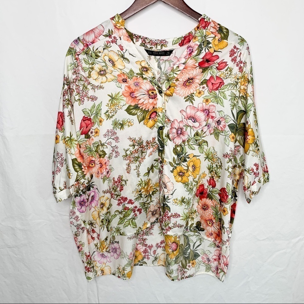 ZARA Flowing Floral Blouse - Size XS - Picture 7 of 14